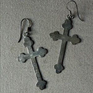 Elegant 925 Silver Cross Earrings